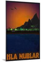 Isla Nublar Retro Travel Poster-null-Mounted Poster