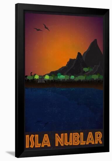 Isla Nublar Retro Travel Poster-null-Framed Poster