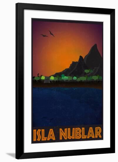 Isla Nublar Retro Travel-null-Framed Art Print