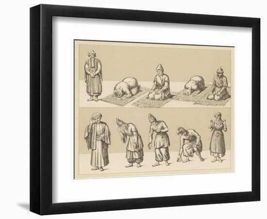 Islamic Attitudes of Worship, Some Involve Praying on a Prayer Mat-null-Framed Art Print