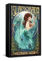 Islamorada, Florida Keys - Mermaid-Lantern Press-Framed Stretched Canvas