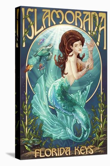 Islamorada, Florida Keys - Mermaid-Lantern Press-Stretched Canvas