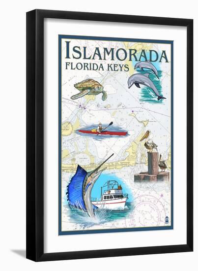 Islamorada, Florida Keys - Nautical Chart-Lantern Press-Framed Art Print