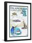 Islamorada, Florida Keys - Nautical Chart-Lantern Press-Framed Art Print