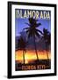 Islamorada, Florida Keys - Palms and Sunset-Lantern Press-Framed Art Print