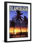 Islamorada, Florida Keys - Palms and Sunset-Lantern Press-Framed Art Print