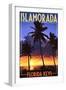 Islamorada, Florida Keys - Palms and Sunset-Lantern Press-Framed Art Print