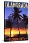 Islamorada, Florida Keys - Palms and Sunset-Lantern Press-Stretched Canvas