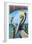 Islamorada, Florida Keys - Pelicans-Lantern Press-Framed Art Print