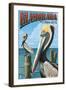 Islamorada, Florida Keys - Pelicans-Lantern Press-Framed Art Print