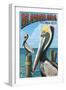 Islamorada, Florida Keys - Pelicans-Lantern Press-Framed Art Print