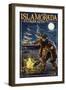 Islamorada, Florida Keys - Pirate and Treasure-Lantern Press-Framed Art Print