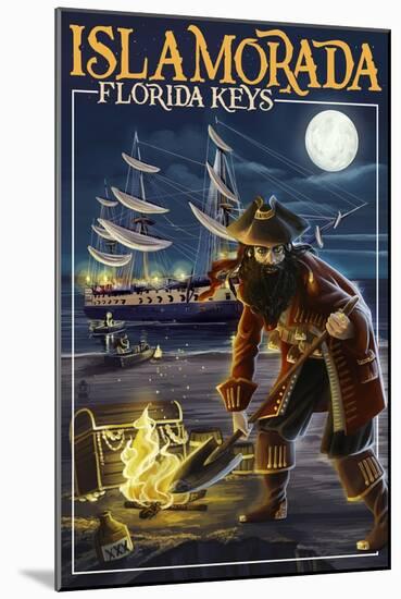Islamorada, Florida Keys - Pirate and Treasure-Lantern Press-Mounted Art Print