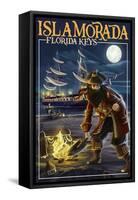 Islamorada, Florida Keys - Pirate and Treasure-Lantern Press-Framed Stretched Canvas