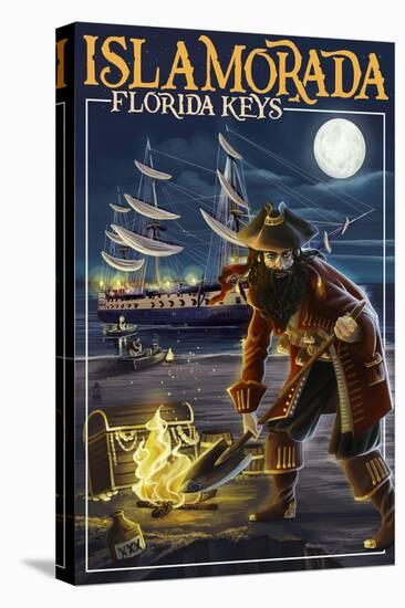 Islamorada, Florida Keys - Pirate and Treasure-Lantern Press-Stretched Canvas