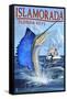 Islamorada, Florida Keys - Sailfish Scene-Lantern Press-Framed Stretched Canvas