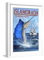 Islamorada, Florida Keys - Sailfish Scene-Lantern Press-Framed Art Print