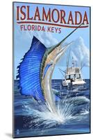 Islamorada, Florida Keys - Sailfish Scene-Lantern Press-Mounted Art Print