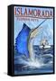 Islamorada, Florida Keys - Sailfish Scene-Lantern Press-Framed Stretched Canvas