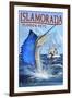 Islamorada, Florida Keys - Sailfish Scene-Lantern Press-Framed Art Print