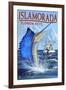 Islamorada, Florida Keys - Sailfish Scene-Lantern Press-Framed Art Print