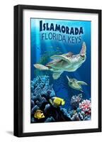 Islamorada, Florida Keys - Sea Turtles-Lantern Press-Framed Art Print