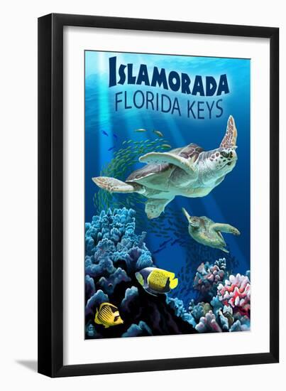 Islamorada, Florida Keys - Sea Turtles-Lantern Press-Framed Art Print