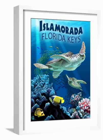 Islamorada, Florida Keys - Sea Turtles-Lantern Press-Framed Art Print