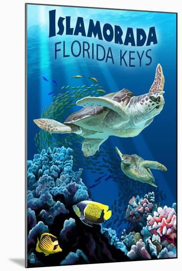 Islamorada, Florida Keys - Sea Turtles-Lantern Press-Mounted Art Print