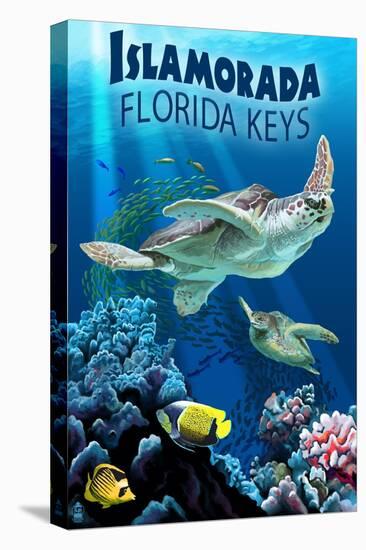 Islamorada, Florida Keys - Sea Turtles-Lantern Press-Stretched Canvas