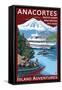 Island Adventure Whale Tour - Anacortes, Washington-Lantern Press-Framed Stretched Canvas