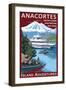 Island Adventure Whale Tour - Anacortes, Washington-Lantern Press-Framed Art Print
