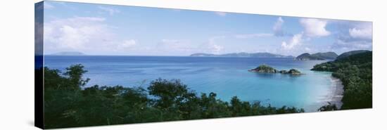 Island and a Beach, Trunk Bay, St. John, US Virgin Islands-null-Stretched Canvas