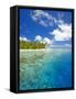 Island and Reef, Maldives, Indian Ocean, Asia-Sakis Papadopoulos-Framed Stretched Canvas