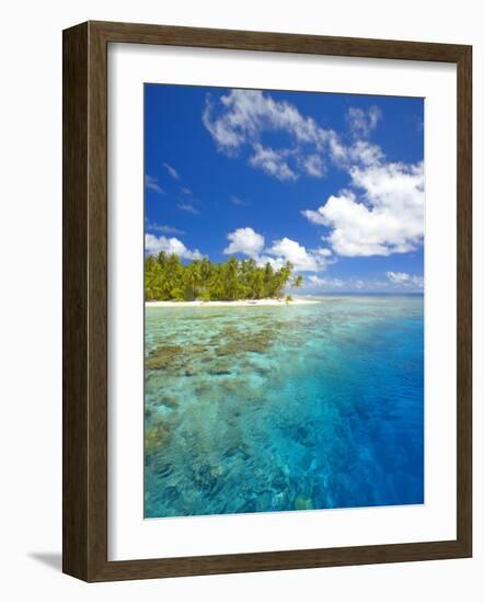 Island and Reef, Maldives, Indian Ocean, Asia-Sakis Papadopoulos-Framed Photographic Print