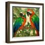 Island Birds Square on Burlap I-Julie DeRice-Framed Art Print