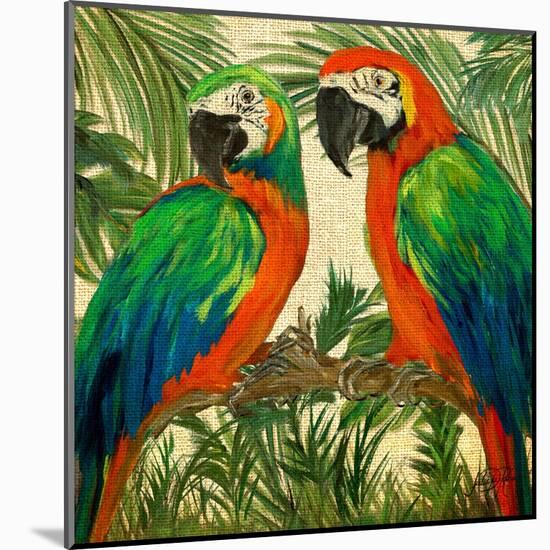 Island Birds Square on Burlap I-Julie DeRice-Mounted Art Print