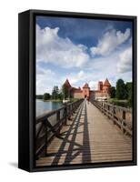 Island Castle on Lake Galve, Trakai Historical National Park, Trakai, Lithuania-Walter Bibikow-Framed Stretched Canvas