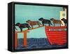 Island Ferry Nan  Black And Chocolate-Stephen Huneck-Framed Stretched Canvas