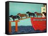 Island Ferry Nan  Black And Chocolate-Stephen Huneck-Framed Stretched Canvas