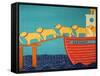 Island Ferry Yellow Dogs Nan-Stephen Huneck-Framed Stretched Canvas