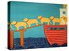 Island Ferry Yellow Dogs-Stephen Huneck-Stretched Canvas