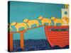 Island Ferry Yellow Dogs-Stephen Huneck-Stretched Canvas