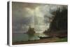 Island in the Lake (Oil on Canvas)-Albert Bierstadt-Stretched Canvas