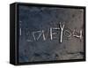 Island of Hawaii, Hawaii: a Message in the Sand in Waipio Valley's Black Sand Beach.-Ian Shive-Framed Stretched Canvas