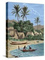 Island of Madagascar. Tamatave. Engraving. Colored.-Tarker-Stretched Canvas