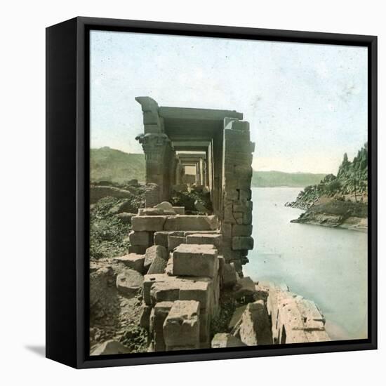 Island of Philae (Egypt), Temple of Isis, Interior View of the Colonnade-Leon, Levy et Fils-Framed Stretched Canvas