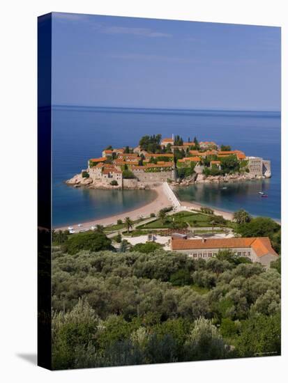 Island of Sveti Stefan and Adriatic Sea, Budva Riviera, Montenegro-Gavin Hellier-Stretched Canvas