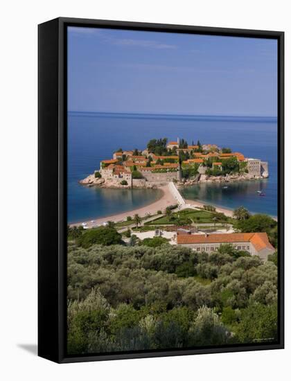 Island of Sveti Stefan and Adriatic Sea, Budva Riviera, Montenegro-Gavin Hellier-Framed Stretched Canvas