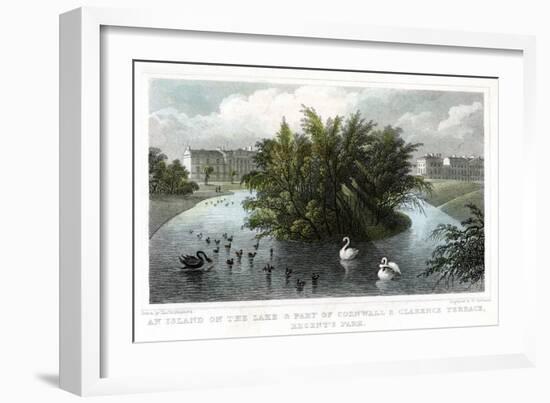 Island on the Lake and Part of Cornwall and Clarence Terraces, Regent's Park, London, 1828-William Tombleson-Framed Giclee Print